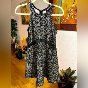 Material Girl black lace with gold lining mini dress size M